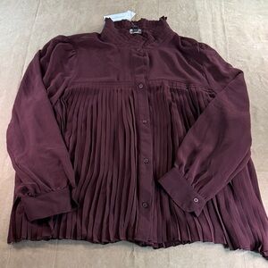 Banana Republic Deep Burgundy Pleated Blouse